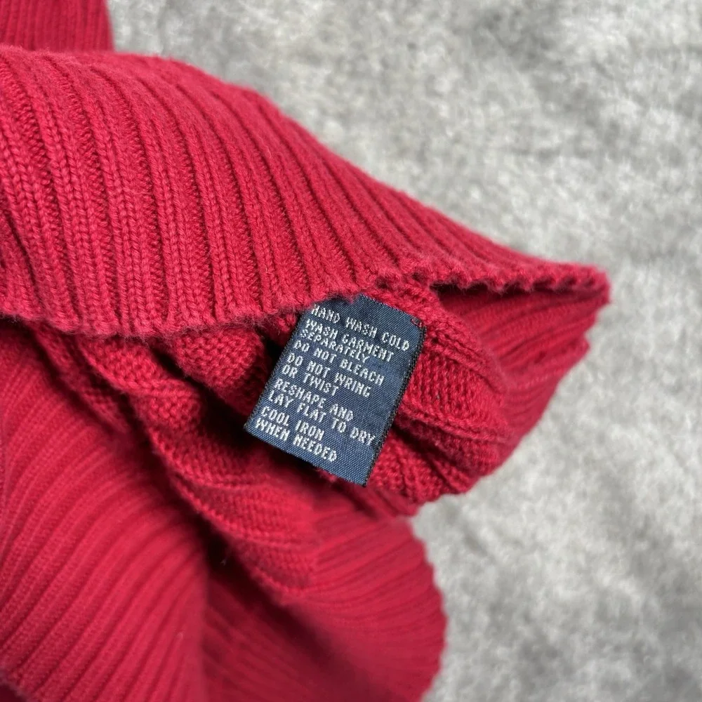 Vintage Polo Ralph Lauren Sweater Vest Mens XL Red Cable Knit‎ V Neck Preppy 90s